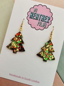 Sparkly Christmas Tree Glitter Resin Earrings / Christmas Gift / Secret Santa Gift, 10 of 11