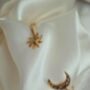 Sun And Moon Open Cuff Slim Bracelet In 18 K Gold Dainty Bangle, thumbnail 2 of 6