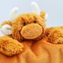 Brown Highland Cow Finger Puppet Soother, Personalised, thumbnail 7 of 10