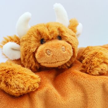 Brown Highland Cow Finger Puppet Soother, Personalised, 7 of 10