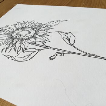 Hand Illustrated Sunflower Flower Print, 6 of 8