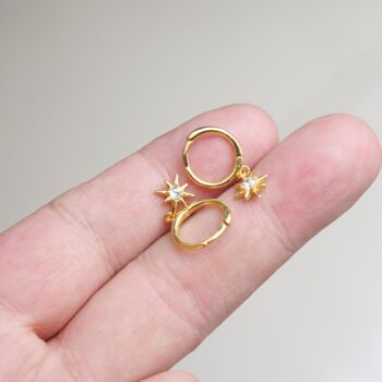 Gold Star Hoop Earrings, 6 of 7