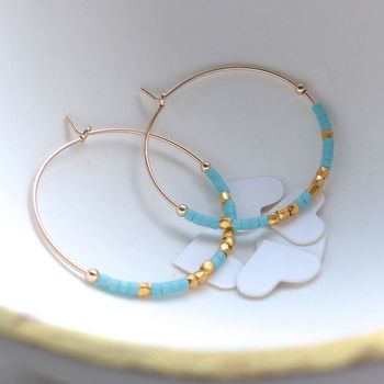 Large Fair Trade Ocean Inspired Delica Hoop Earrings, 6 of 12
