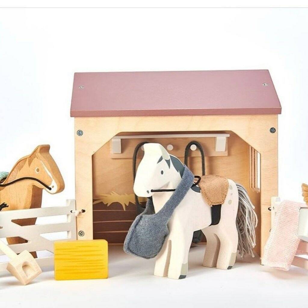 Sustainable Toy Wooden Stables And Horses Set By Crafts4Kids