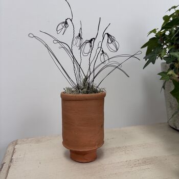 Wire Snowdrops In Handmade Terracotta Pot, 4 of 8