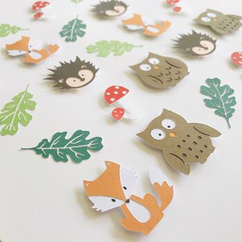 Paper Woodland Artwork Fox/Hedgehog/Owl/Mushroom/Leaves, 2 of 5