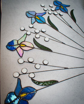 Blue Iris Flower Stained Glass Flower, 4 of 5