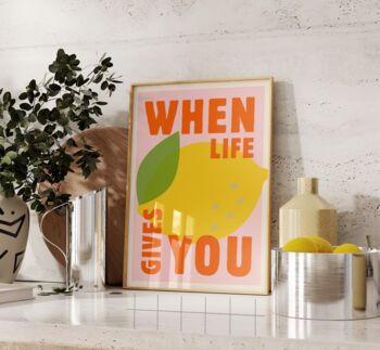 Life Lemons Quote Kitchen Wall Art Print Food Lover Gift, 3 of 8
