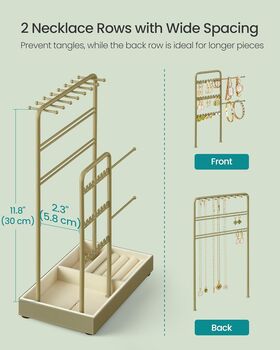 Metal Jewellery Stand Velvet Tray Organiser, 3 of 6