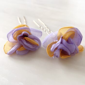 Purple And Yellow Floral Hair Pin Set, 4 of 6