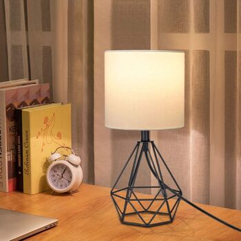 Modern Bedside Table Lamp With Hollow Metal Base, 3 of 7