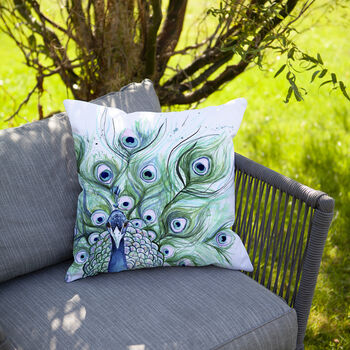 Inky Peacock Outdoor Cushion For Garden Furniture, 6 of 9