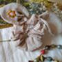 Bunny Bow Linen Scrunchies With Hand Embroidered Flower, thumbnail 4 of 10
