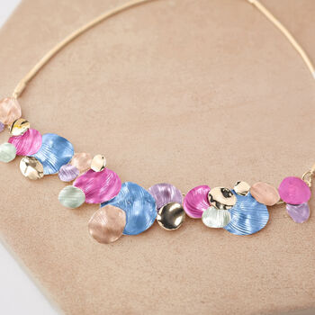 Hammered Colourful Disc Statement Necklace, 3 of 3