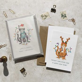 Set Of Eight Cats In Hats Christmas Cards, 5 of 8