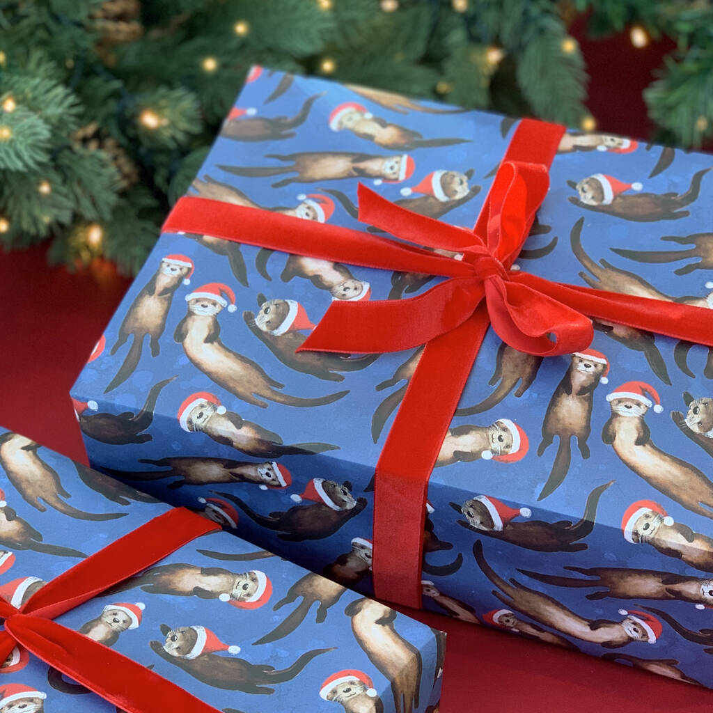 Otter Christmas Wrapping Paper, 1 of 10