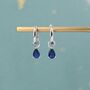 Sterling Silver Sapphire Blue Cz Droplet Hoop Earrings, thumbnail 1 of 12