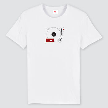 Turn White Organic Record Player T Shirt, 4 of 6
