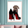 Daschand Sausage Dog Stilettos Fashion Art Print, thumbnail 1 of 6