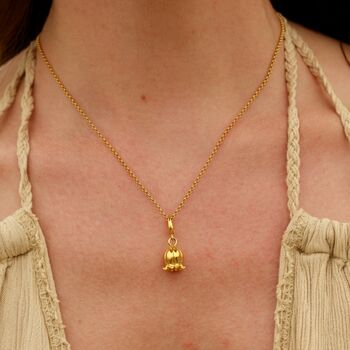 18ct Gold Lily Of The Valley Flower Charm Necklace, 5 of 6