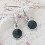 Circle Emerald May Birthstone Earrings, Silver, thumbnail 4 of 6