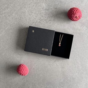 October Birthstone Pink Tourmaline Gold Plated Necklace, 7 of 12