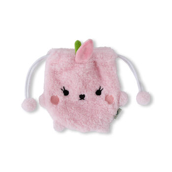 Pink Peach Fluffy Fruit Drawstring Pouch, 3 of 3