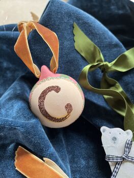 Personalised Ceramic Glitter Initial Bauble, 8 of 8