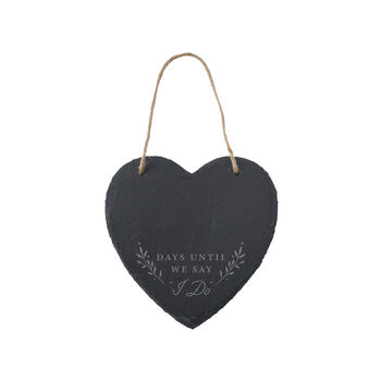 Wedding Countdown Slate Heart Hanger, 2 of 2