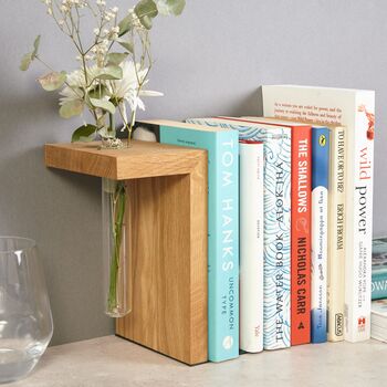 Solid Oak Bookend Stem Vase – Single Or Pair, 2 of 9