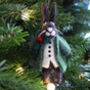 Handmade Felt Hector Christmas Hare Hanging Decoration, thumbnail 11 of 11