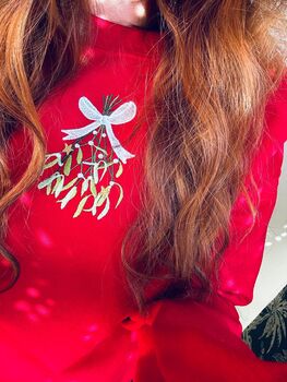 Mistletoe Embroidered Christmas Sweatshirt, 2 of 5