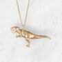 T Rex Dinosaur Necklace In 18ct Gold Plated Silver, thumbnail 5 of 12