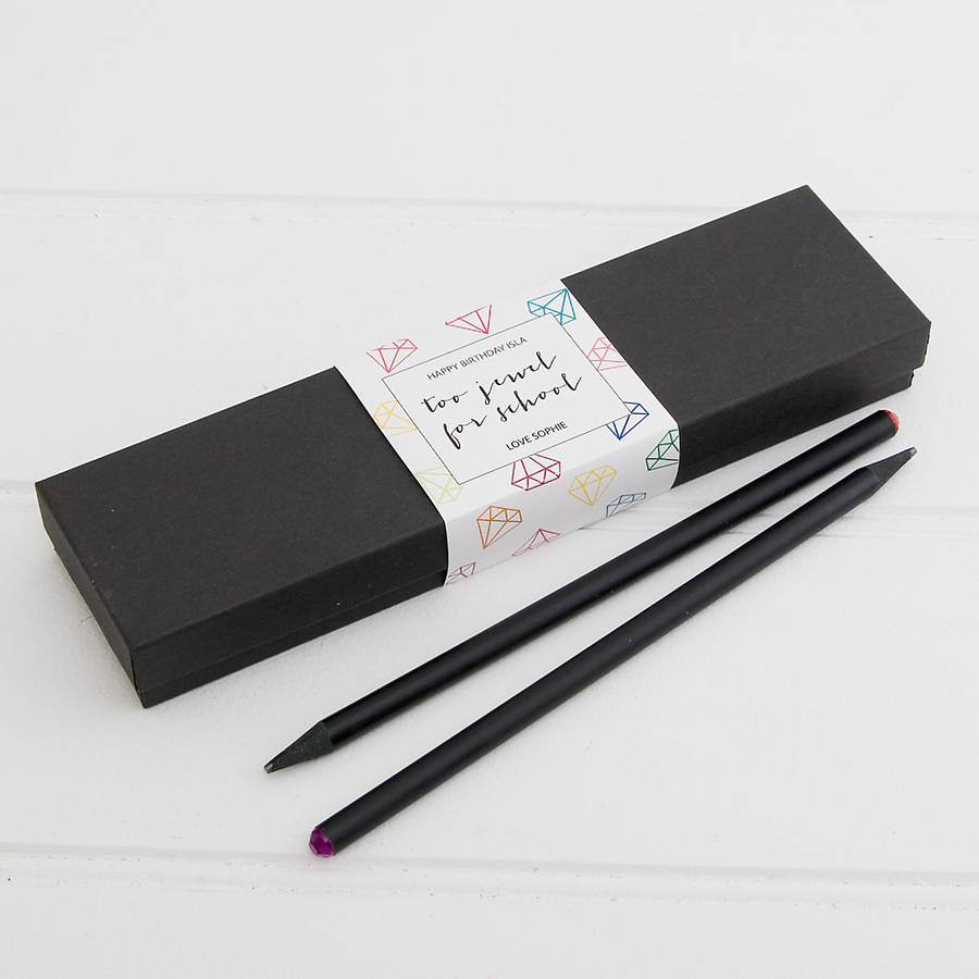 Personalised Box Of Eight Jewel Topped Pencils By Milly Bee