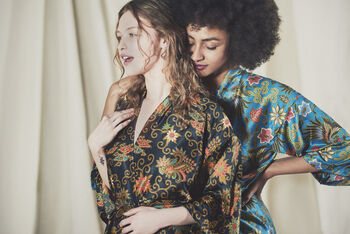 Luxury Green Silk Blend Kimono Robe, 5 of 5
