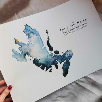 Personalised Golden Skye Watercolour Map Giclee Print, 5 of 9
