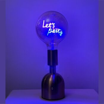 Let's Party Rechargeable Retro Neon Brass Lamp, 2 of 5