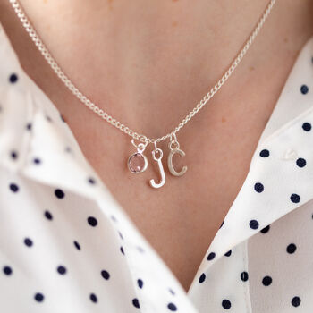 Personalised Swarovski Birthstone And Initial Necklace, 3 of 10