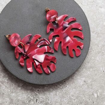 Statement Acrylic Leaf Earrings In Colours, 5 of 12