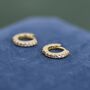 Sterling Silver Double Sided Cz Huggie Hoops, thumbnail 8 of 12