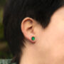 Emerald Green Fused Glass Sterling Silver Stud Earrings, thumbnail 2 of 9