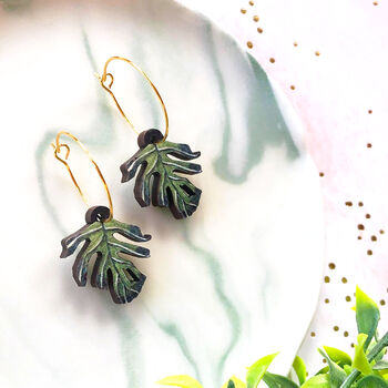 Monstera Deliciosa Leaf Plant Earrings, 6 of 12
