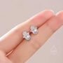 Sterling Silver Moonstone Hamsa Hand Stud Earrings, thumbnail 5 of 10