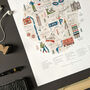 Music Of Manchester Illustrated Map Print, thumbnail 3 of 4