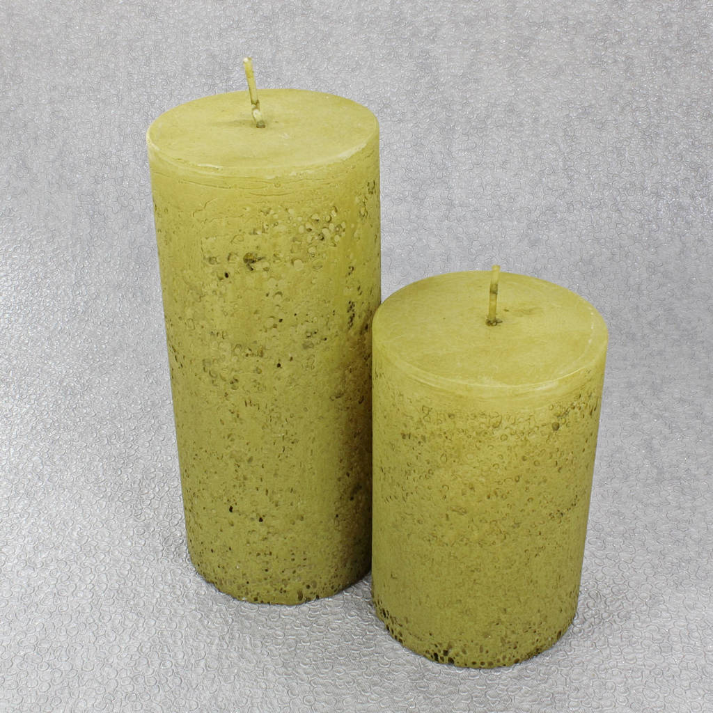 antique yellow pillar candles by g decor