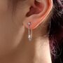 Sterling Silver Starburst Cz Dangle Chain Stud Earrings, thumbnail 7 of 12