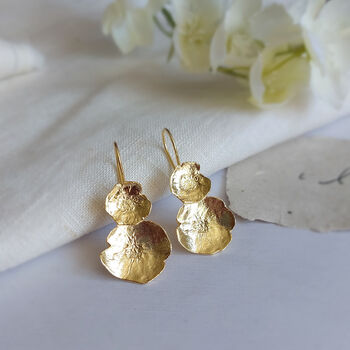 Statement Pressed Flower Earrings Gold Plated, 9 of 12