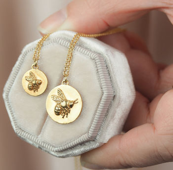 Gold Flying Bee Coin Necklace, 4 of 7