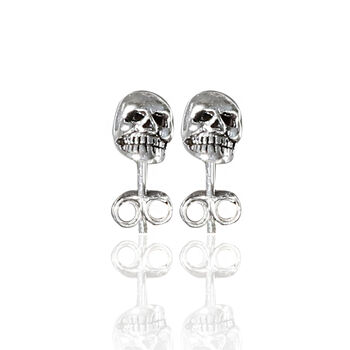 Sterling Silver Mini Skull Stud Earrings, 4 of 8