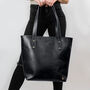 Personalised Black Buffalo Leather Open Tote, thumbnail 1 of 9